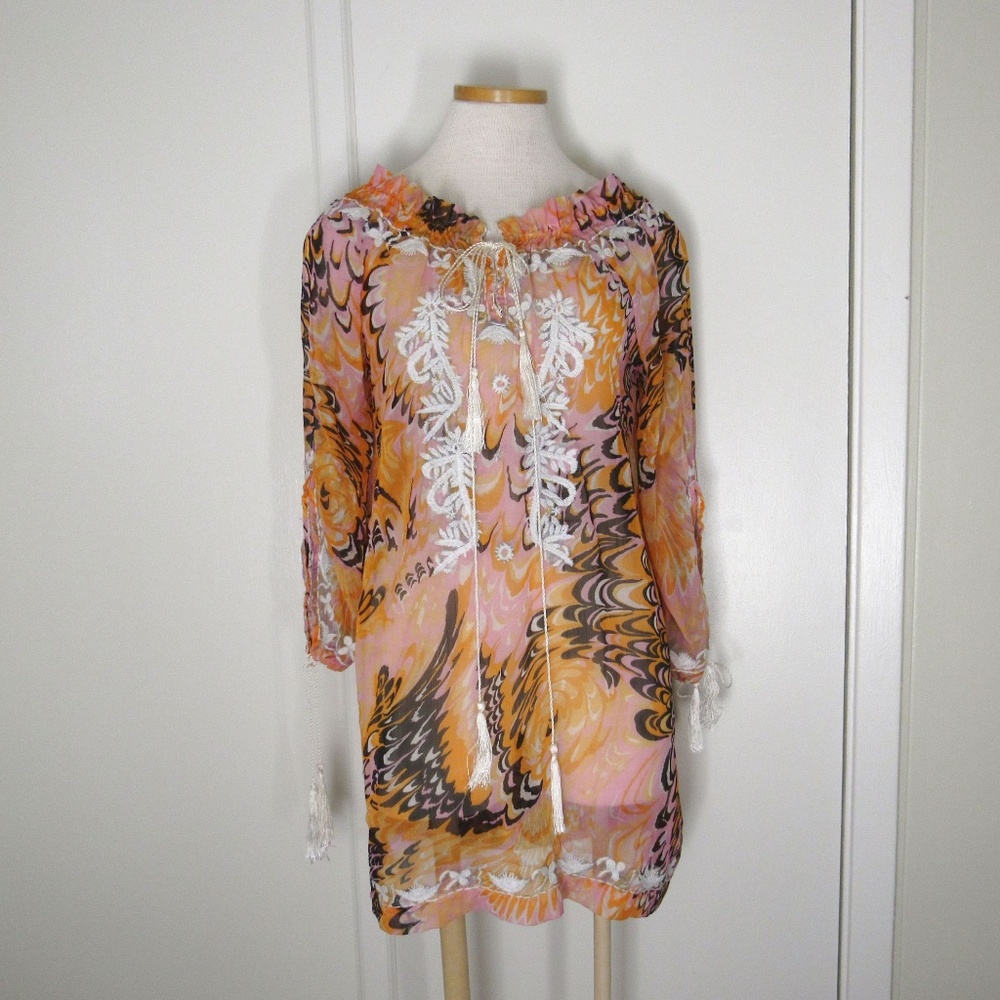 Sheer Silk Cover Up Raj Anthropologie Tunic M